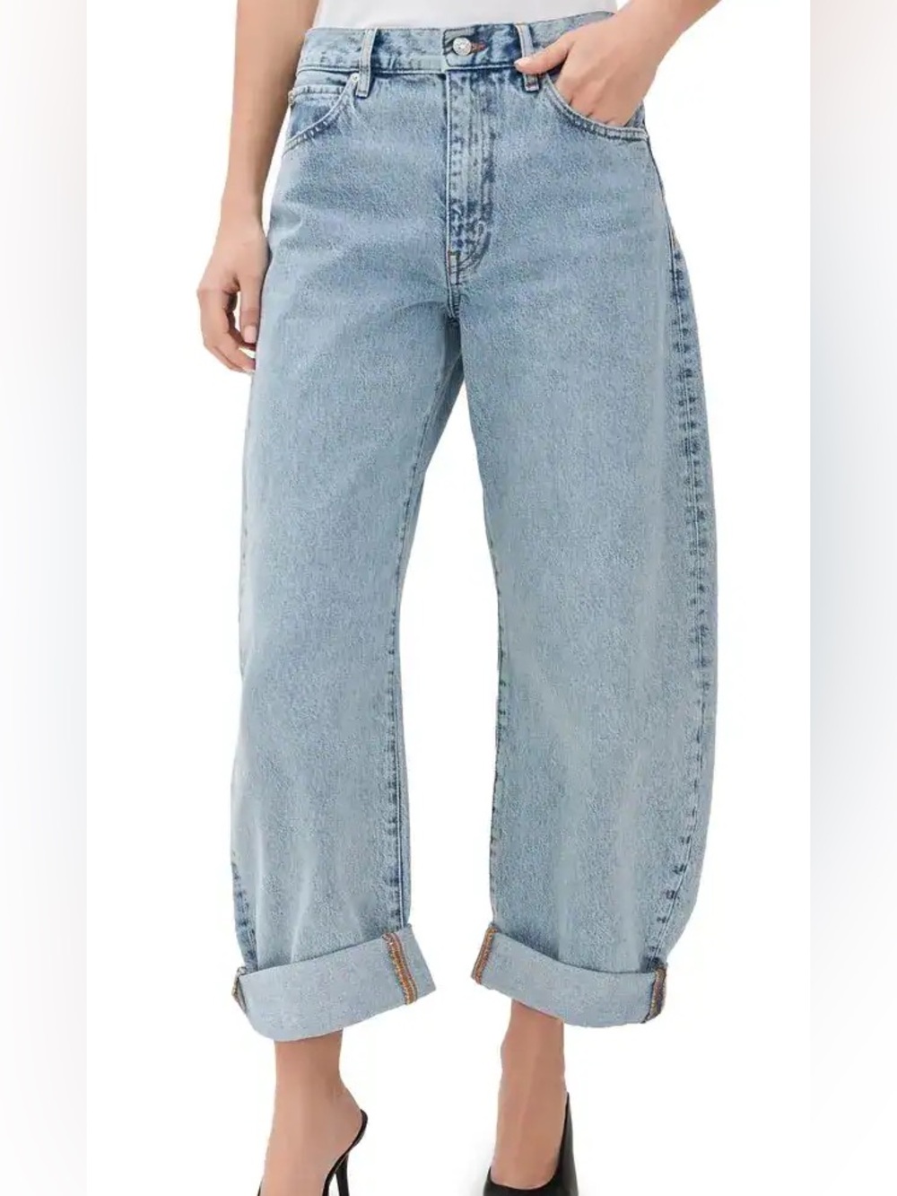 Frame Denim Light Blue Boyfriend Wide-Leg Jeans